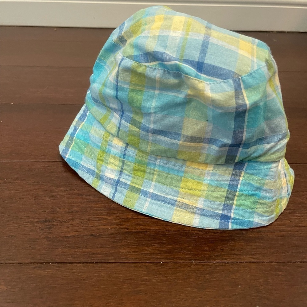 talbots reversible plaid Bucket Hat - Blue and Yellow